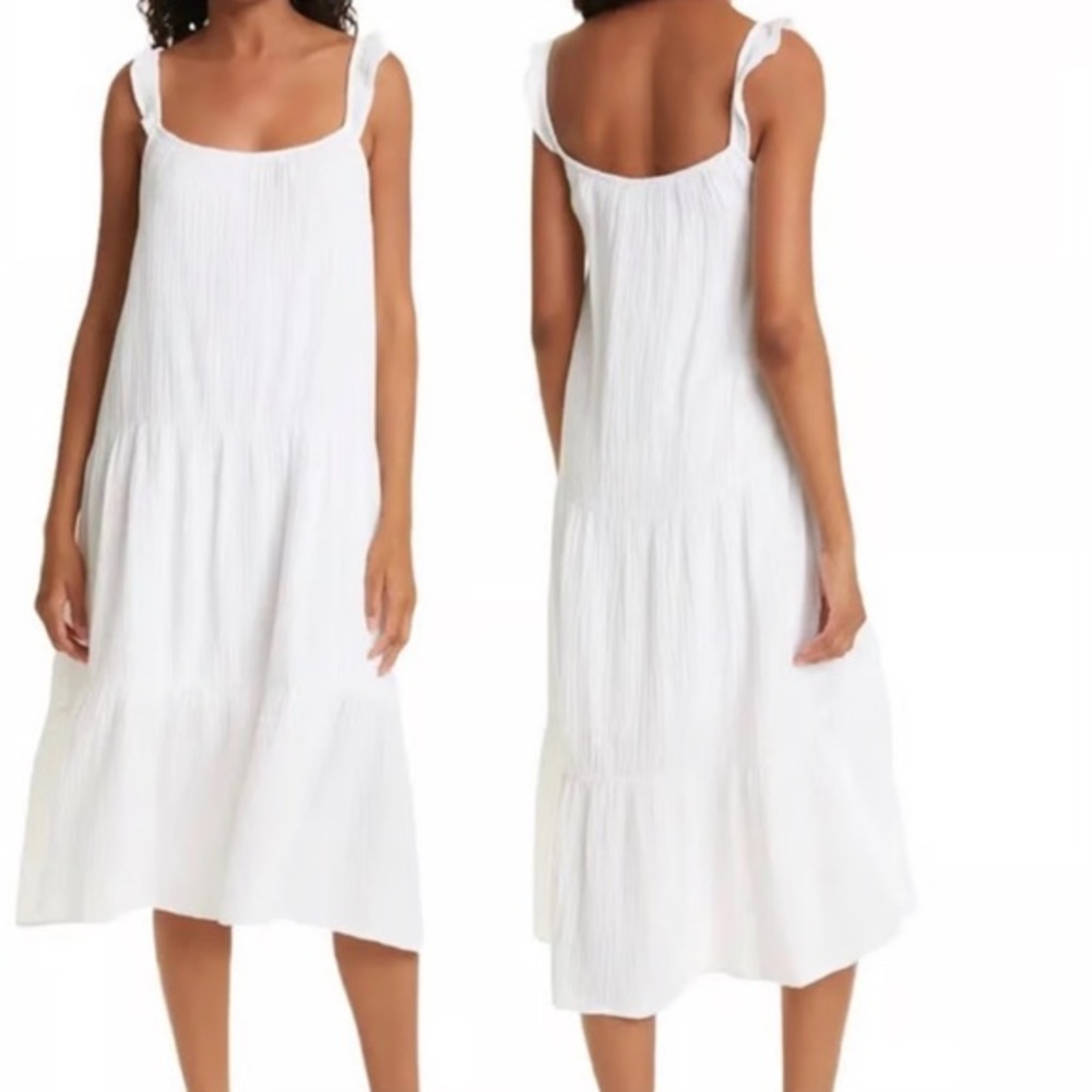 4Our Dreamers Ruffle Sleeves Embroidered Tiered MIDI Sundress Sz X-Small